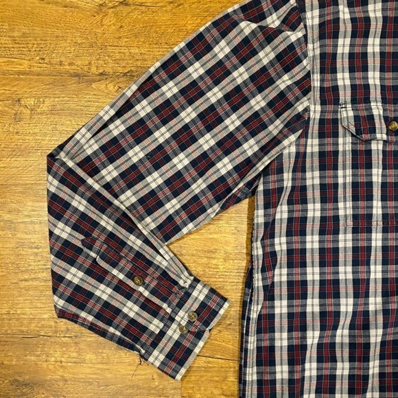 Carhartt Blue White Red Plaid Cotton Relaxed Fit Button Down Shirt Men's XL Tall - Picture 3 of 11